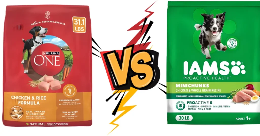 Purina ONE Chicken and Rice vs IAMS Minichunks